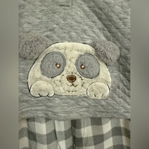 Cozy Gray Baby 3 pc Set with Fluffy Dog Design - Picture 2 of 6